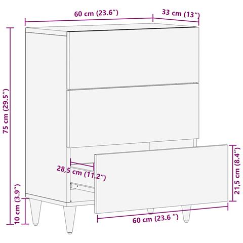 Credenza Bianco 60 x 33 x 75 cm legno massello di mango - Foto 9