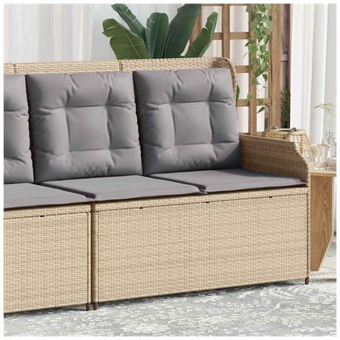 Panca Reclinabile da Giardino con Cuscini Beige in Polyrattan - Foto 2