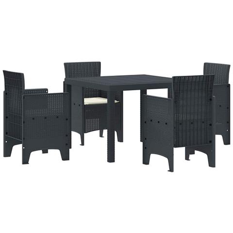 Set da Pranzo per Giardino 5 pcs Antracite Rattan Polt - Foto 1
