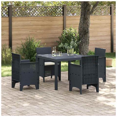 Set da Pranzo per Giardino 5 pcs Antracite Rattan Polt - Foto 2