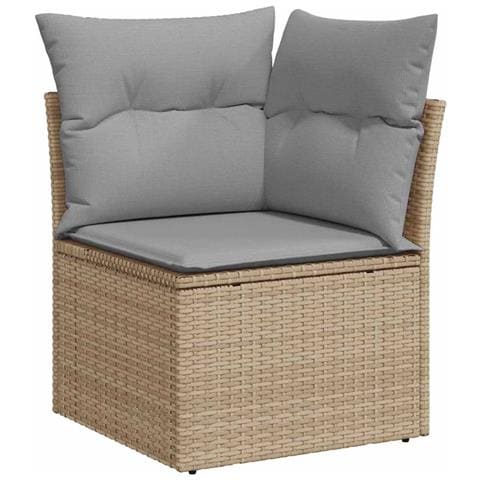 Set Divano da Giardino con cuscino 6 pcs Beige Poly Rattan - Foto 2