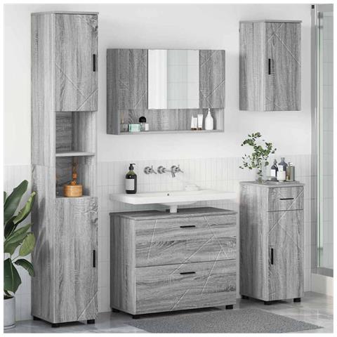 Set di mobili per il bagno 5 pcs Grigio sonoma 30 x 35 x 192 cm - Foto 2