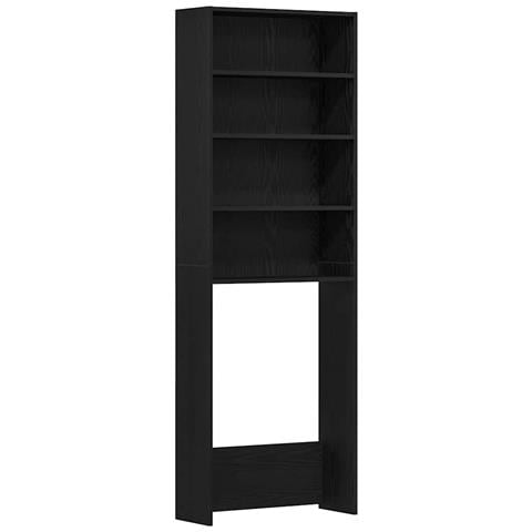 Mobile per lavatrice Rovere Nero 64 x 24 x 190 cm - Foto 1