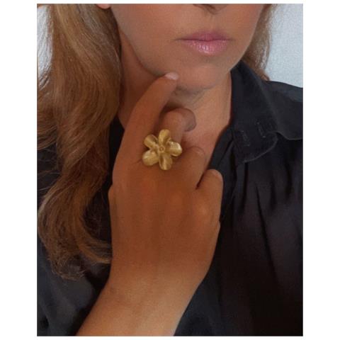 Anello ""grande Fiore"" Placcato Oro, Misura 16, Placcato Zama - Foto 3