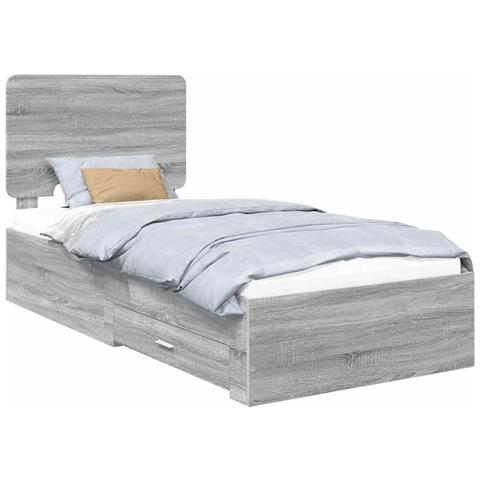 Struttura del letto Grigio Sonoma 75 x 190 cm Legno multistrato - Foto 1