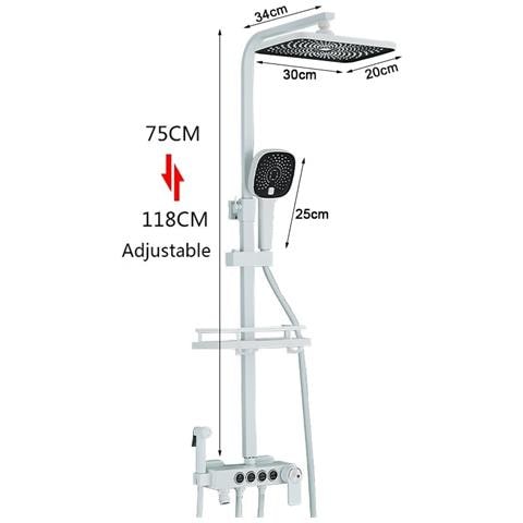 Colonna doccia, Blackswan, Tipo M231, modello bianco, con 4 vie, soffione a pressione, doccetta tipo SPA e bocca mobile nascosta, misura 118 cm - Foto 4