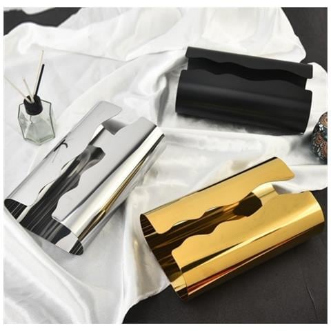 Porta Fazzoletti Curvo Moderno In Acciaio Inossidabile - Elegante Dispenser Di Tovaglioli Gold - Foto 2