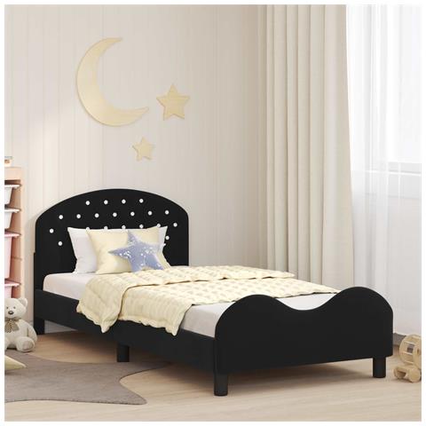 Struttura letto bambini con testata Nero 90 x 190 cm Velluto - Foto 2