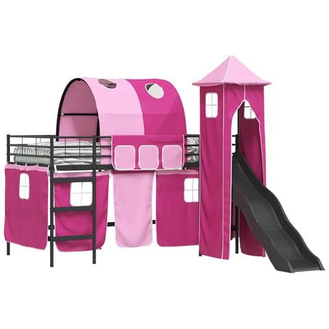 Struttura del letto loft per bambini Nero e rosa 90 x 200 cm - Foto 1