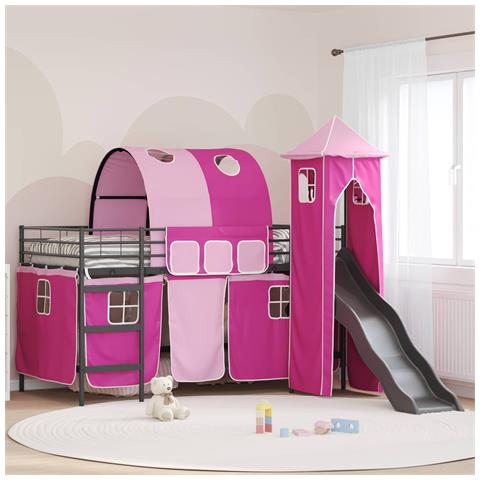 Struttura del letto loft per bambini Nero e rosa 90 x 200 cm - Foto 2
