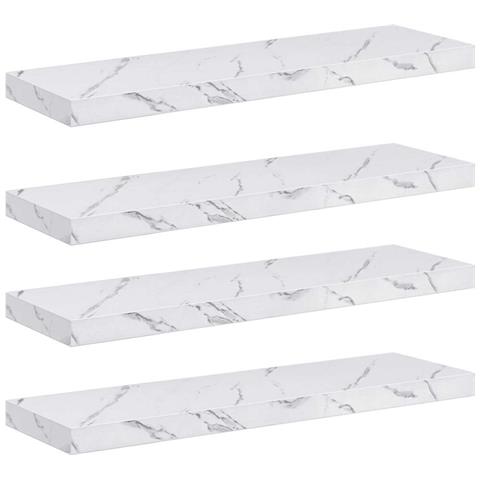 Scaffale da parete 4 pcs Marmo Bianco 80 x 23,5 x 4 cm - Foto 1