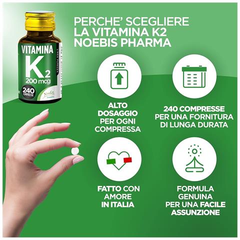 Vitamina K2 MK-7 200 mcg 240 Compresse - Menachinone-7 ad Alto Dosaggio - Ossa Normali e Coagulazione del Sangue - Foto 5