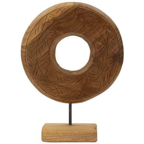 Scultura Dorat Disco In Teak Riciclato Pezzo Unico Misura Media - Foto 1