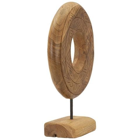 Scultura Dorat Disco In Teak Riciclato Pezzo Unico Misura Media - Foto 2