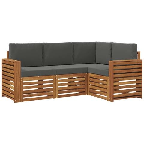 Set divani 4 pcs Naturale e Antracite Legno di Acacia Massello - Foto 1