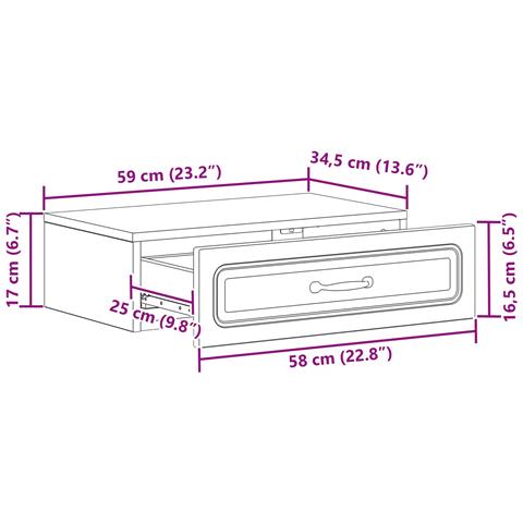 Tavolino da Parete Laterale Legno antico 59 x 34,5 x 17 cm - Foto 8