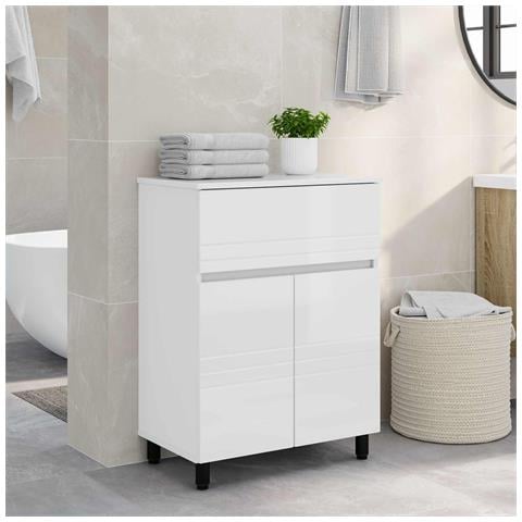 Mobiletto da bagno Bianco Lucido 60 x 35 x 80 cm - Foto 2