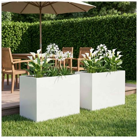 Vaso da giardino 2 pz Bianco 60 x 40 x 50 cm - Foto 2