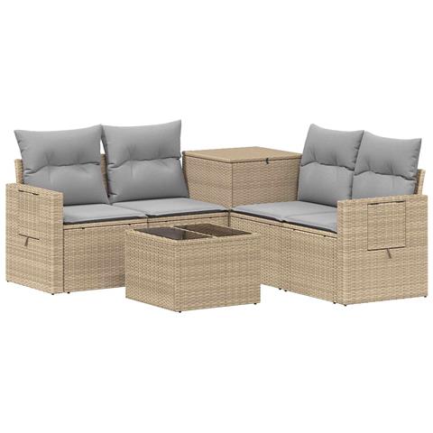 Set di divani 6 pz Beige e Grigio Chiaro - Foto 1