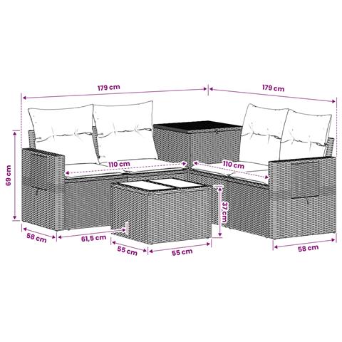 Set di divani 6 pz Beige e Grigio Chiaro - Foto 2