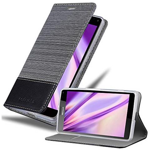 Custodia Compatibile Con Nokia Lumia 950 Xl In Grigio Nero - Coperchio Protettiva Con Chiusura Magnetica, Funzione Stand E Tasca Per Le Carte - Foto 1