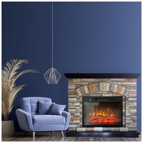 Camino elettrico AMBAR Stone, con effetto sonoro, L107xH90cm - Foto 1