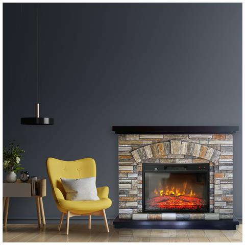 Camino elettrico AMBAR Stone, con effetto sonoro, L107xH90cm - Foto 5