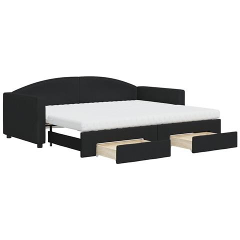 Divano Letto Estraibile Con Cassetti Nero 90x200 Cm In Tessuto - Foto 1