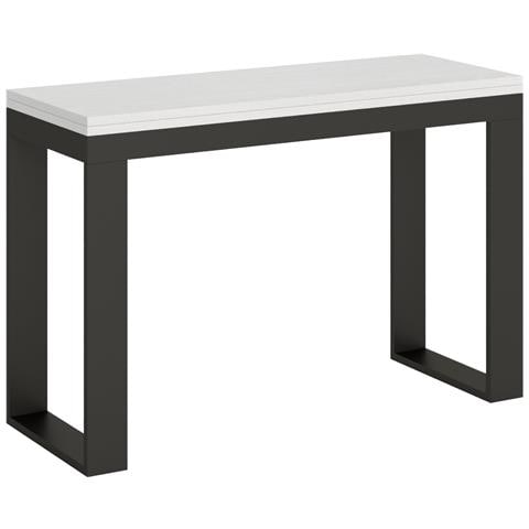 Tavolo Apribile 120x45/90 Cm Tecno Double Telaio Antracite - Bianco Frassino - Foto 4