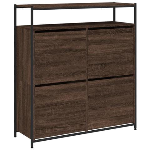 Scarpiera 4 Cassetti Ribaltabili Rovere Marrone 100x34x112 Cm - Foto 2