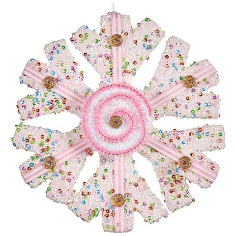 Decorazione Natalizia Fiocchi Di Neve Bianco Rosa 17 X 6 X 17 Cm (8 Unità) - Foto 2