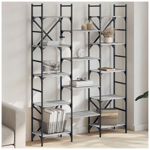 Libreria Grigio Sonoma 127,5x28,5x172,5 Cm In Legno Multistrato - Foto 1