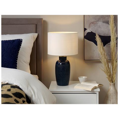 Lampada Da Tavolo Perlis Ceramica Blu Marino - Foto 1