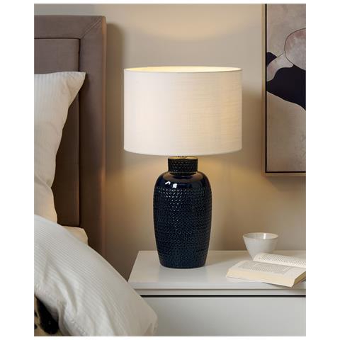 Lampada Da Tavolo Perlis Ceramica Blu Marino - Foto 8