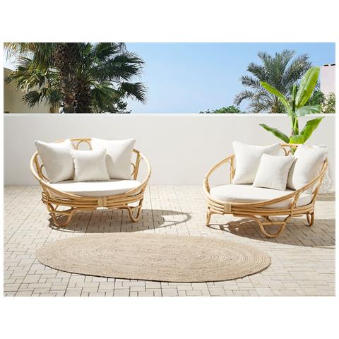 Set Di 2 Lettini Da Giardino Rattan Naturale Rossano - Foto 1