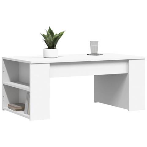 Tavolino Da Salotto Bianco 102x55x42 Cm In Legno Multistrato - Foto 3