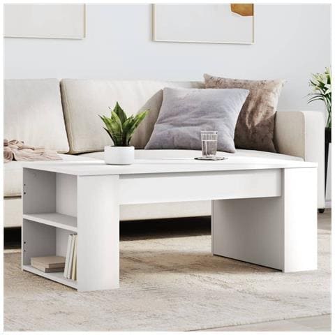 Tavolino Da Salotto Bianco 102x55x42 Cm In Legno Multistrato - Foto 1