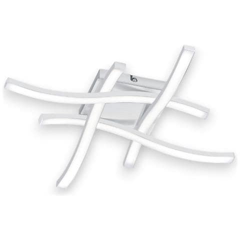 Plafoniera Lampadario Moderno Elegante Led Bianco 5w Con 4 Strisce Di Luce Intrecciate Da Interno Route - Bianco Opaco - Foto 1
