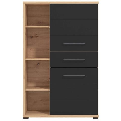 Mobile Da Interno Casa Con 3 Ripiani 2 Ante E 1 Cassetto In Legno Nobilitato Bilaminato - Black - Foto 1