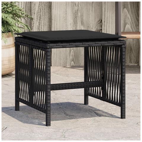 Sgabelli Da Giardino Con Cuscini 4pz Neri 41x41x36cm Polyrattan - Foto 1