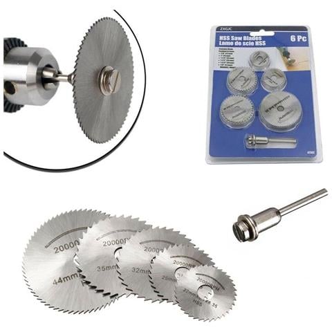 Kit 6 Dischi Per Minitrapano Mandrino Disco Lama Circolare Taglia Legno - Foto 1