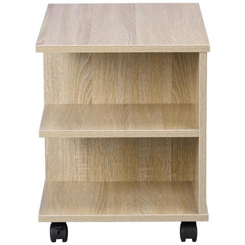 Tavolino Salotto Multifunzione Porta TV Riviste Comodino con Ruote Legno Beige - Foto 5