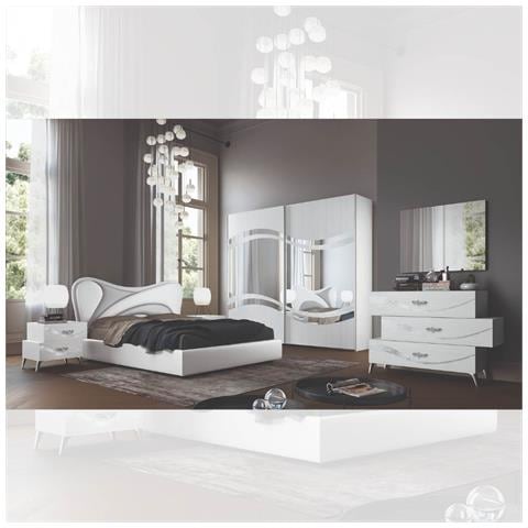 Camera Da Letto Delia Bianco Frassinato Con Decorazioni Argento - Foto 1