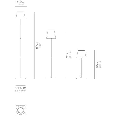 Lampada A Led Poldina Pro L Grigio Scuro Ricaricabile E Dimmerabile 122cm Con Batteria Fino A 12 Ore - Foto 1