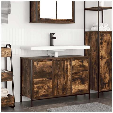 Mobile Lavabo con Cassetti Rovere Fumo 90x34,5x60 cm - Foto 1