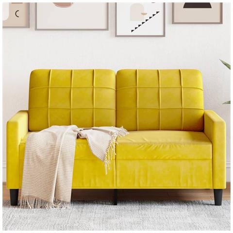 Divano A 2 Posti Giallo 120 Cm In Velluto - Foto 1