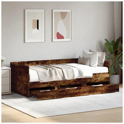 Divano Letto Con Cassetti Senza Materasso Rovere Fumo 90x190 Cm - Foto 1
