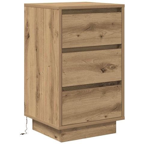 Comodino Con Luci Led Rovere Artigianale 38x34x65 Cm - Foto 3