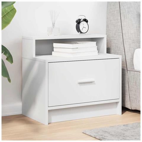 Comodino Con Cassetto Bianco 51x31x47 Cm - Foto 3