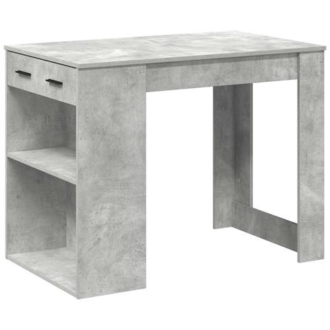 Scrivania Con Cassetto Ripiano Grigio Cemento Legno Multistrato - Foto 2
